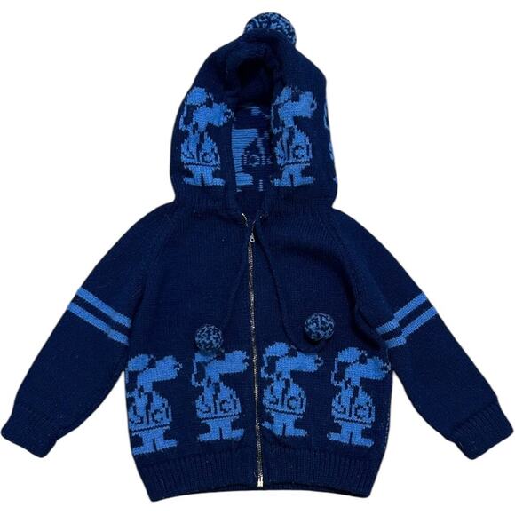 Snoopy Peanuts Vintage 1990’s Pompom Knit Jacket Sweater